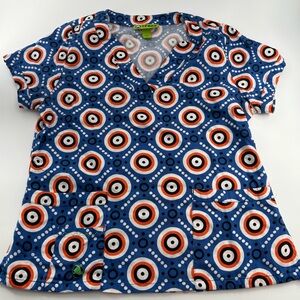 Crocs Blue Geometric Scrub Top